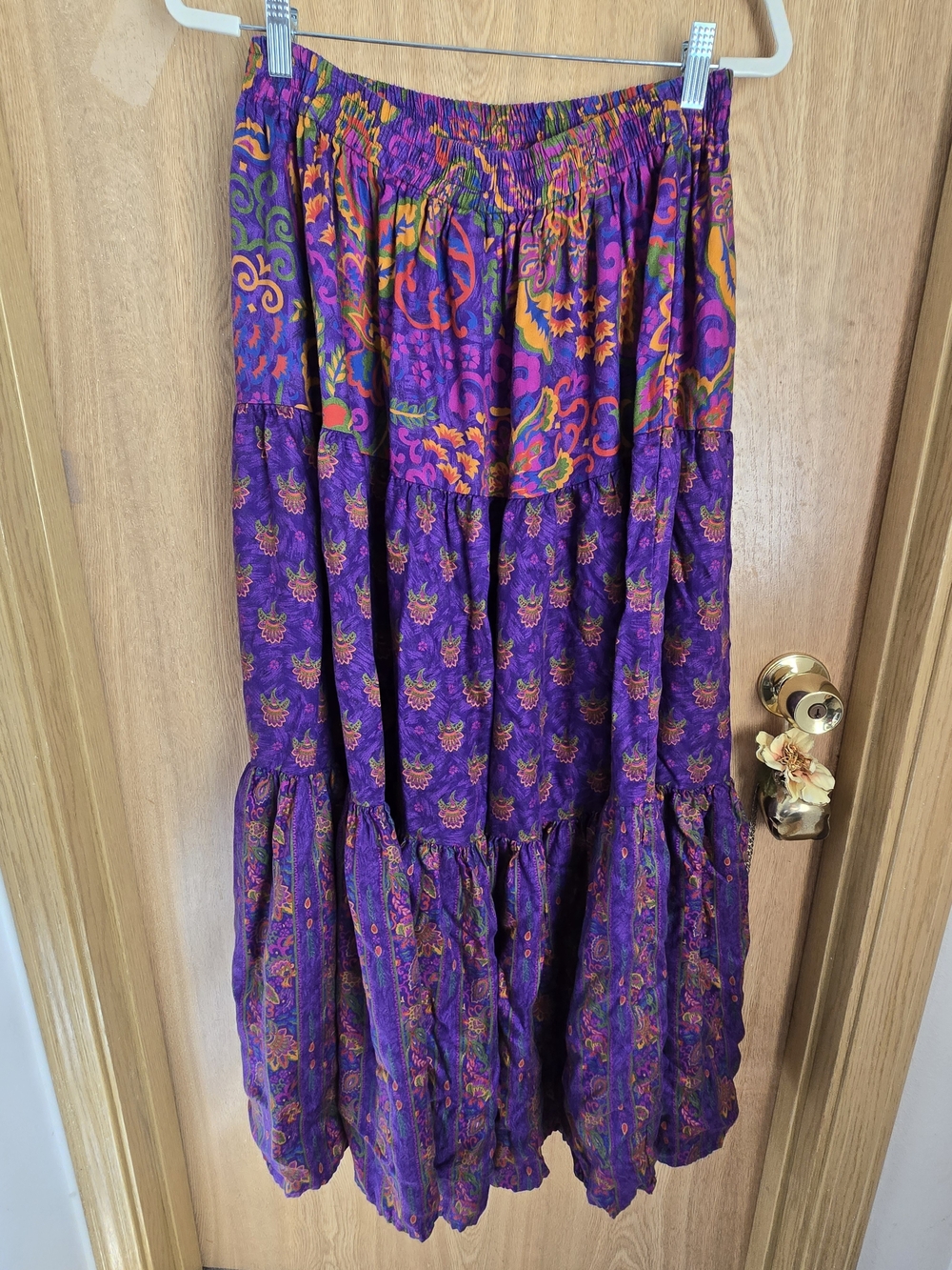Vintage Alexander Campbell Mystical Bohemian Purple Tiered Floral Maxi Skirt